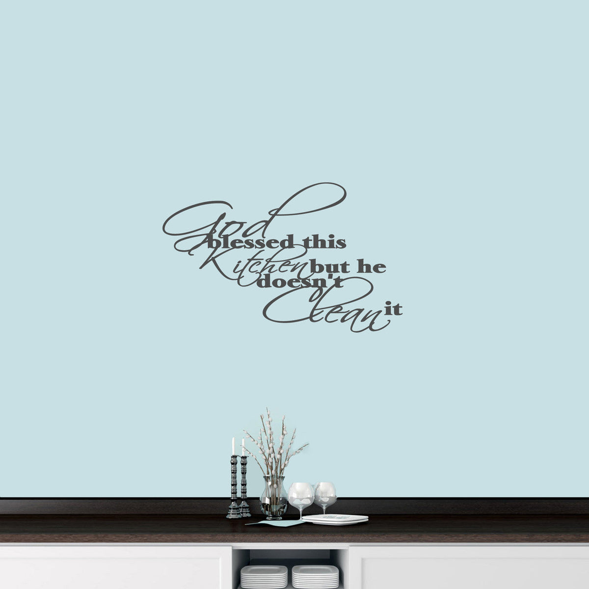 God Blessed This Kitchen Wall Decal 24" wide x 15" tall Sample Image