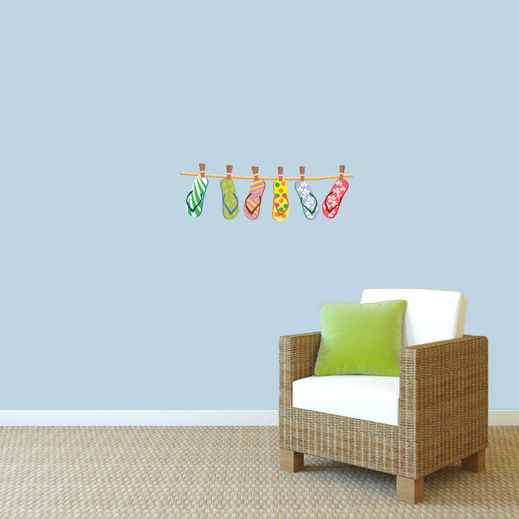 Hanging Flip Flops Printed Wall Decal