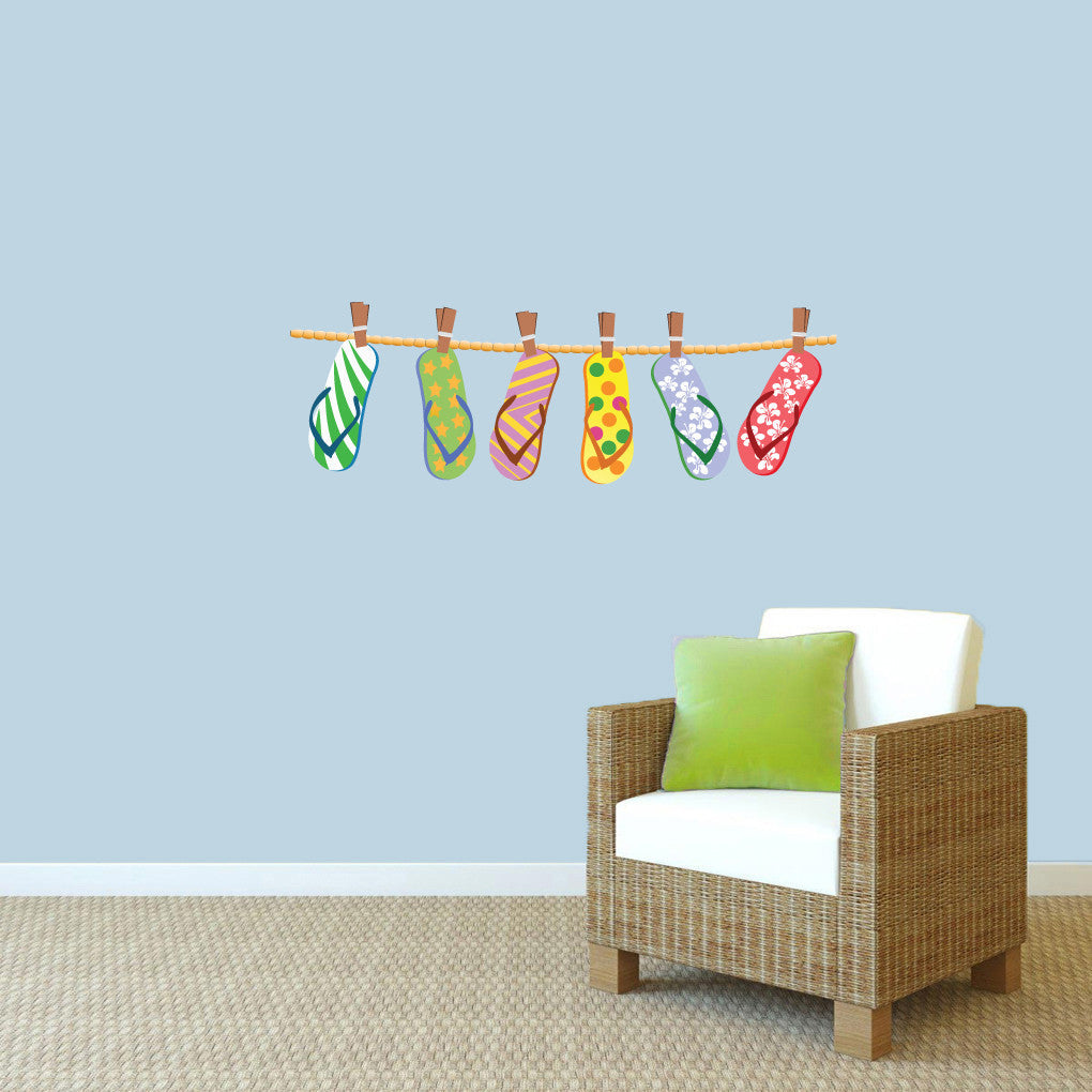 Hanging Flip Flops Printed Wall Decal