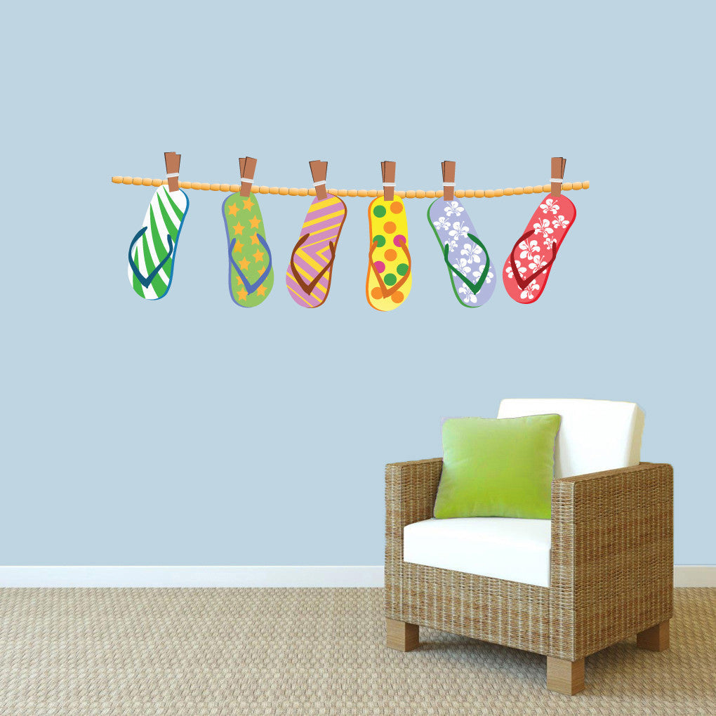 Hanging Flip Flops Printed Wall Decal