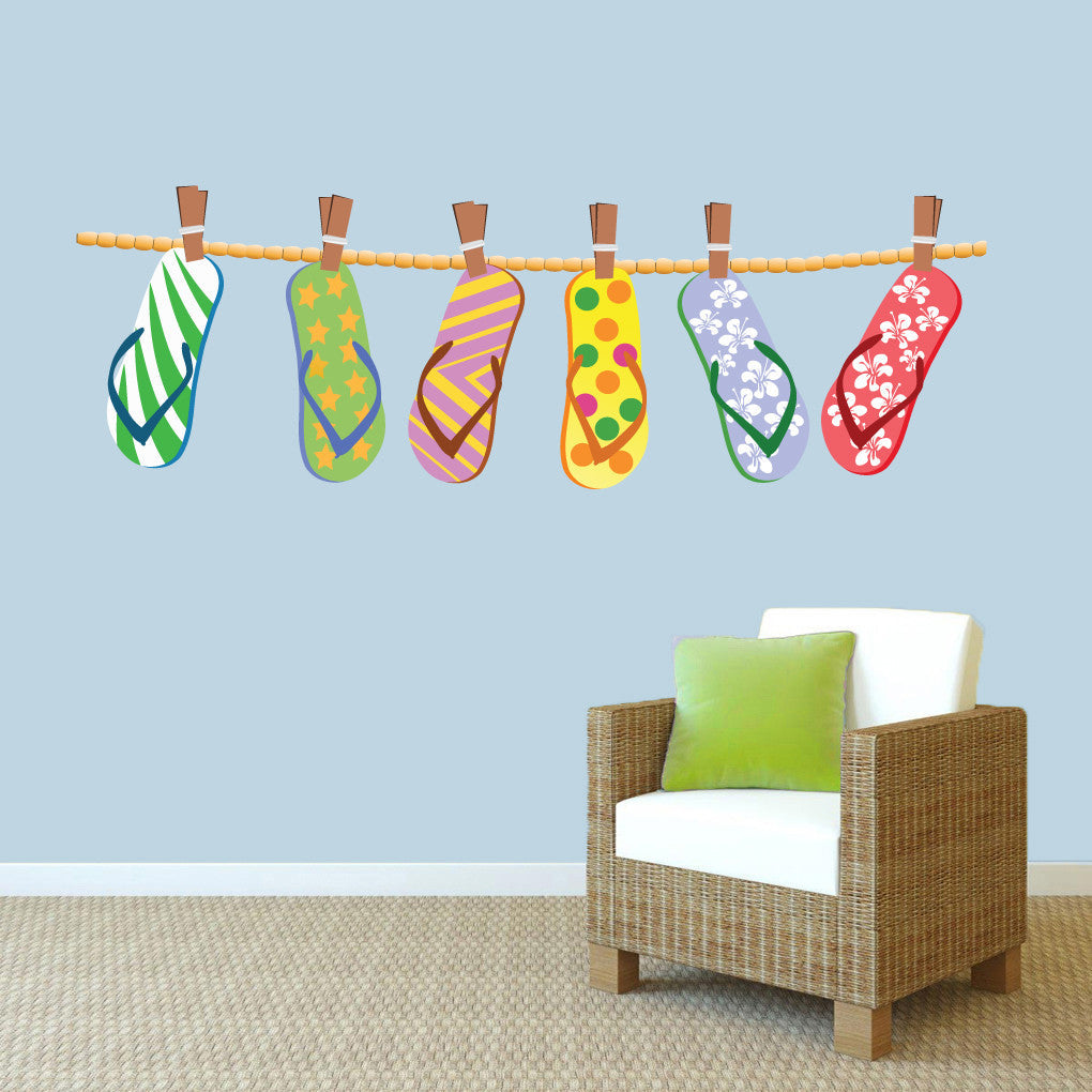 Hanging Flip Flops Printed Wall Decal