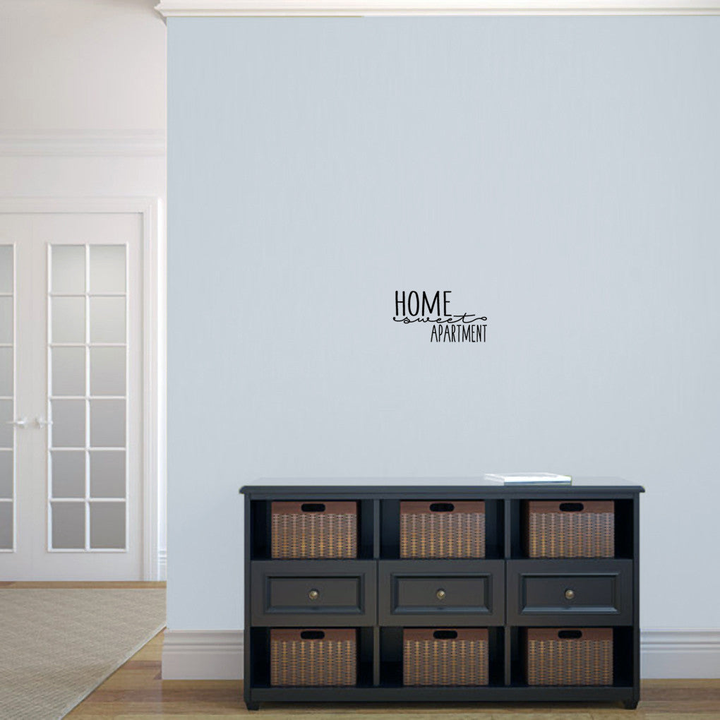 Home Sweet Apartment Wall Decal 12" wide x 6.5" tall Sample Image
