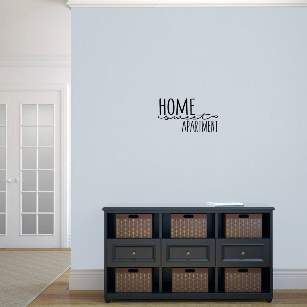 Home Sweet Apartment Wall Decal 18" wide x 10" tall Sample Image