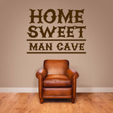 Home Sweet Man Cave Wall Decal 36" wide x 27" tall Sample Image