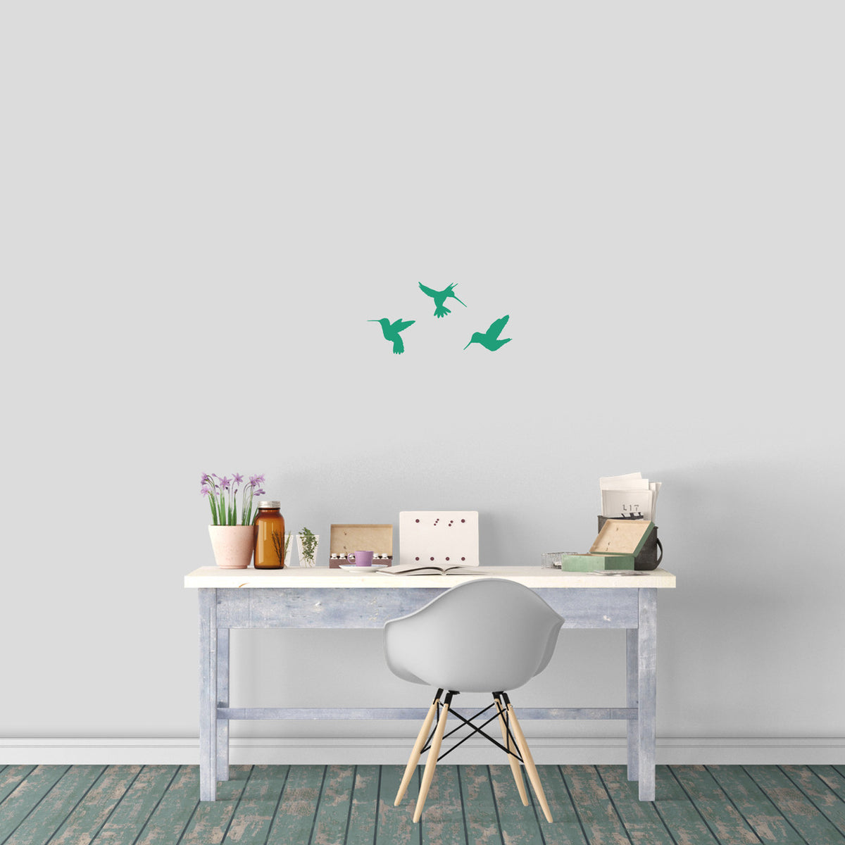 Hummingbirds Wall Decals 18" wide x 9" tall Sample Image