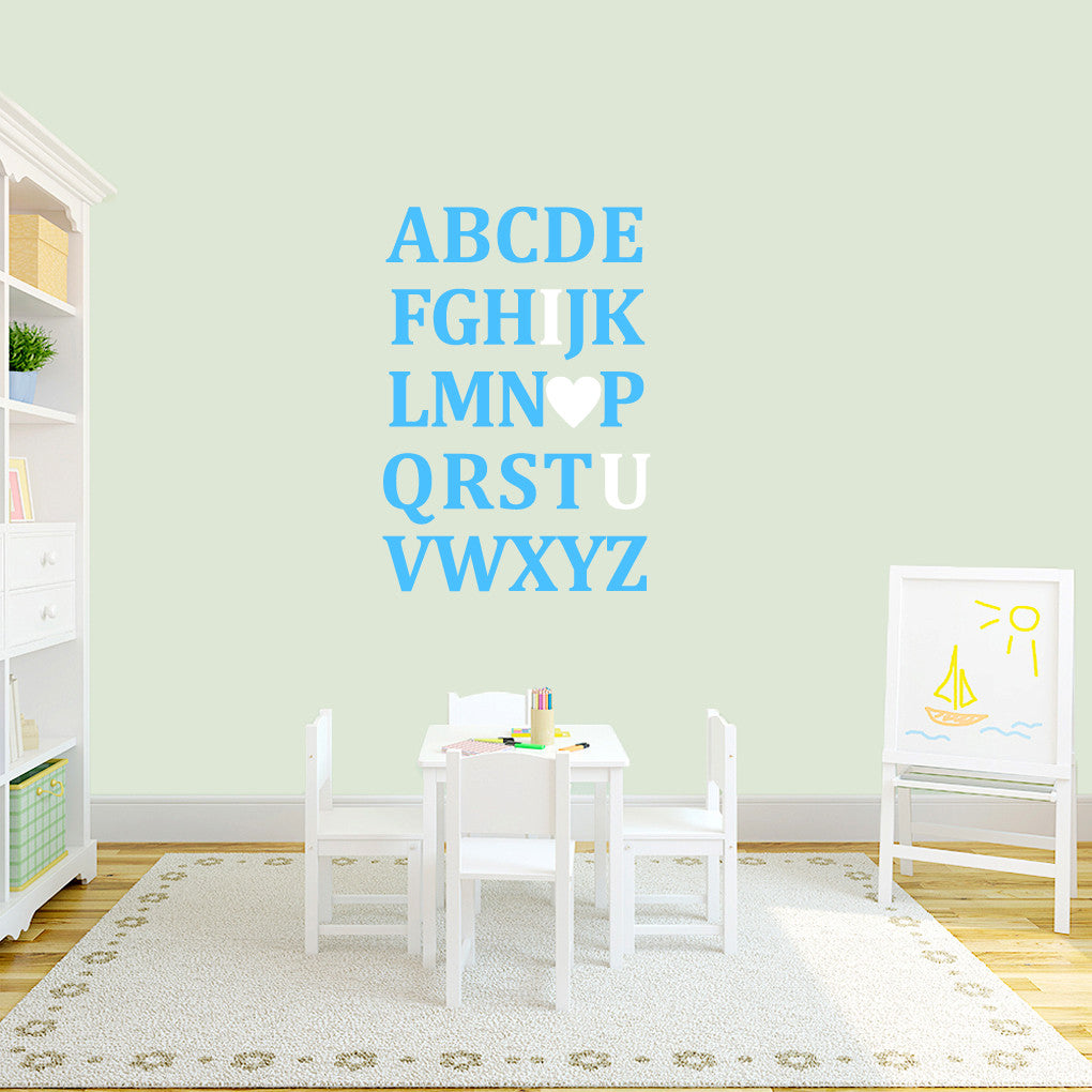 I Love You Alphabet Wall Decals 25" wide x 36" tall Sample Image