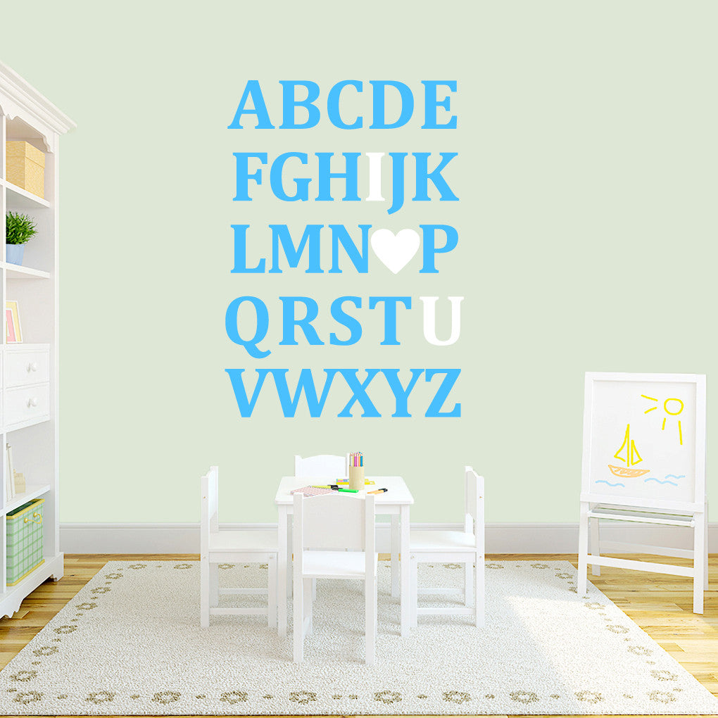 I Love You Alphabet Wall Decals 34" wide x 48" tall Sample Image