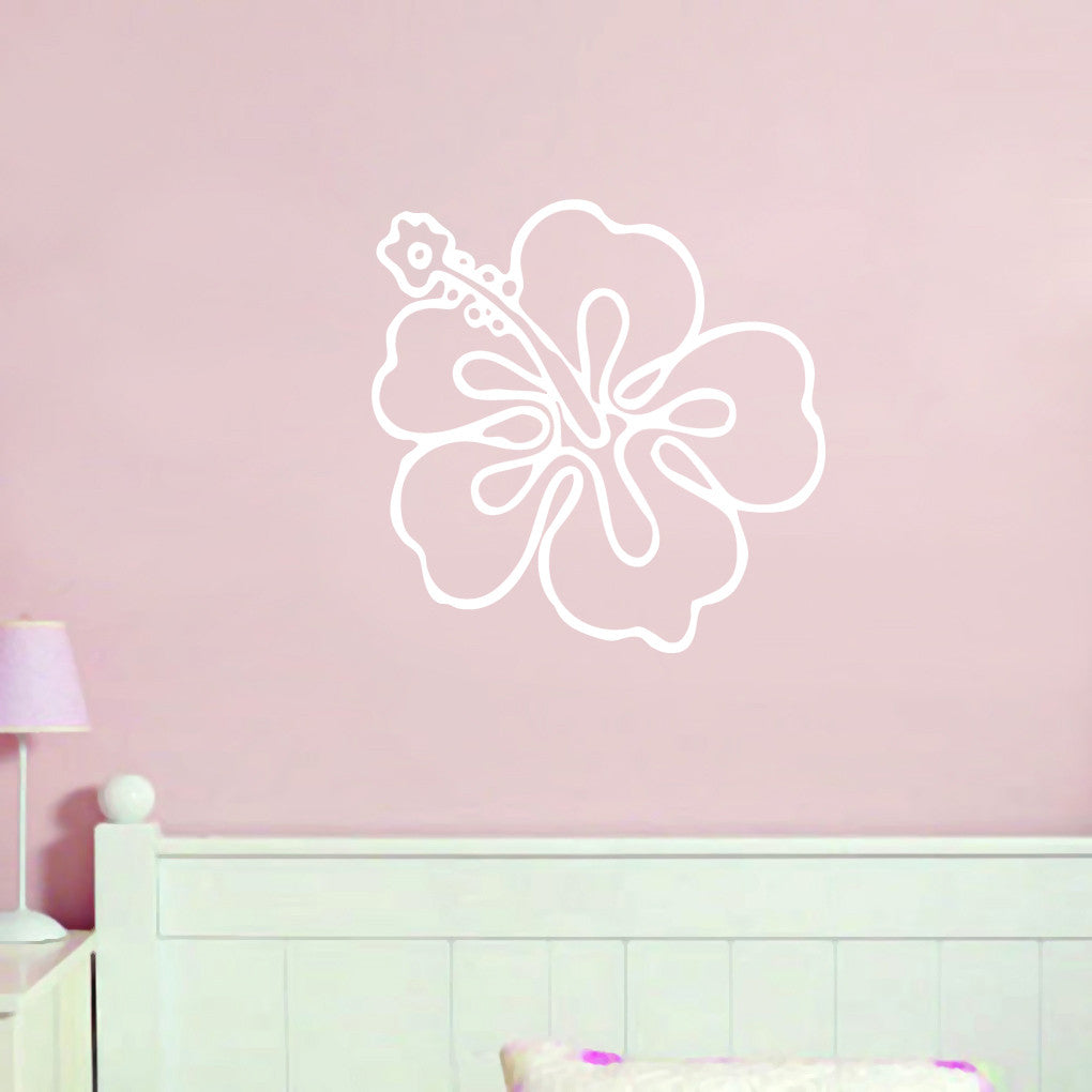 Hibiscus Flower Outline Wall Decals and Stickers