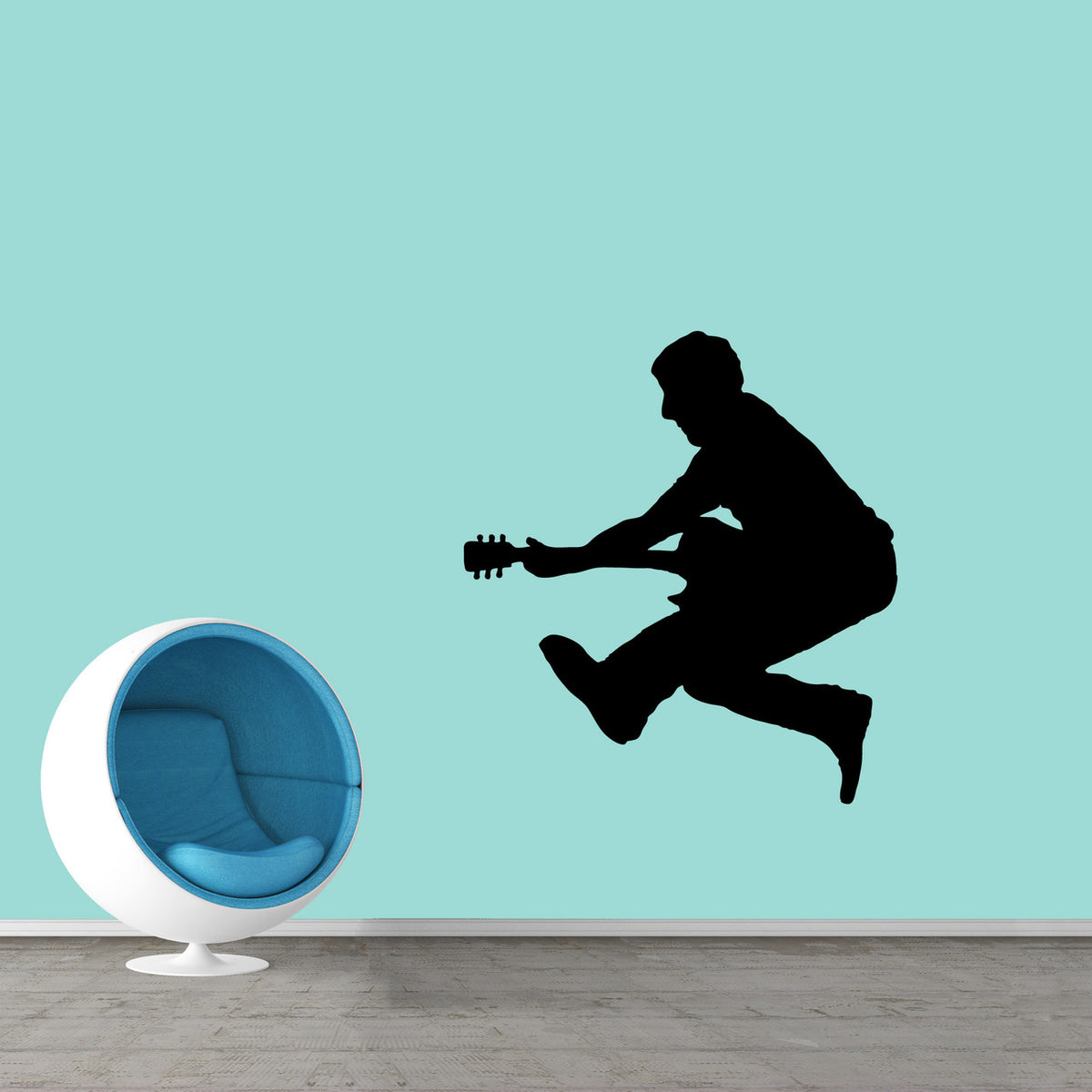 Jumping Guitar Player Wall Decal 33" wide x 36" tall Sample Image