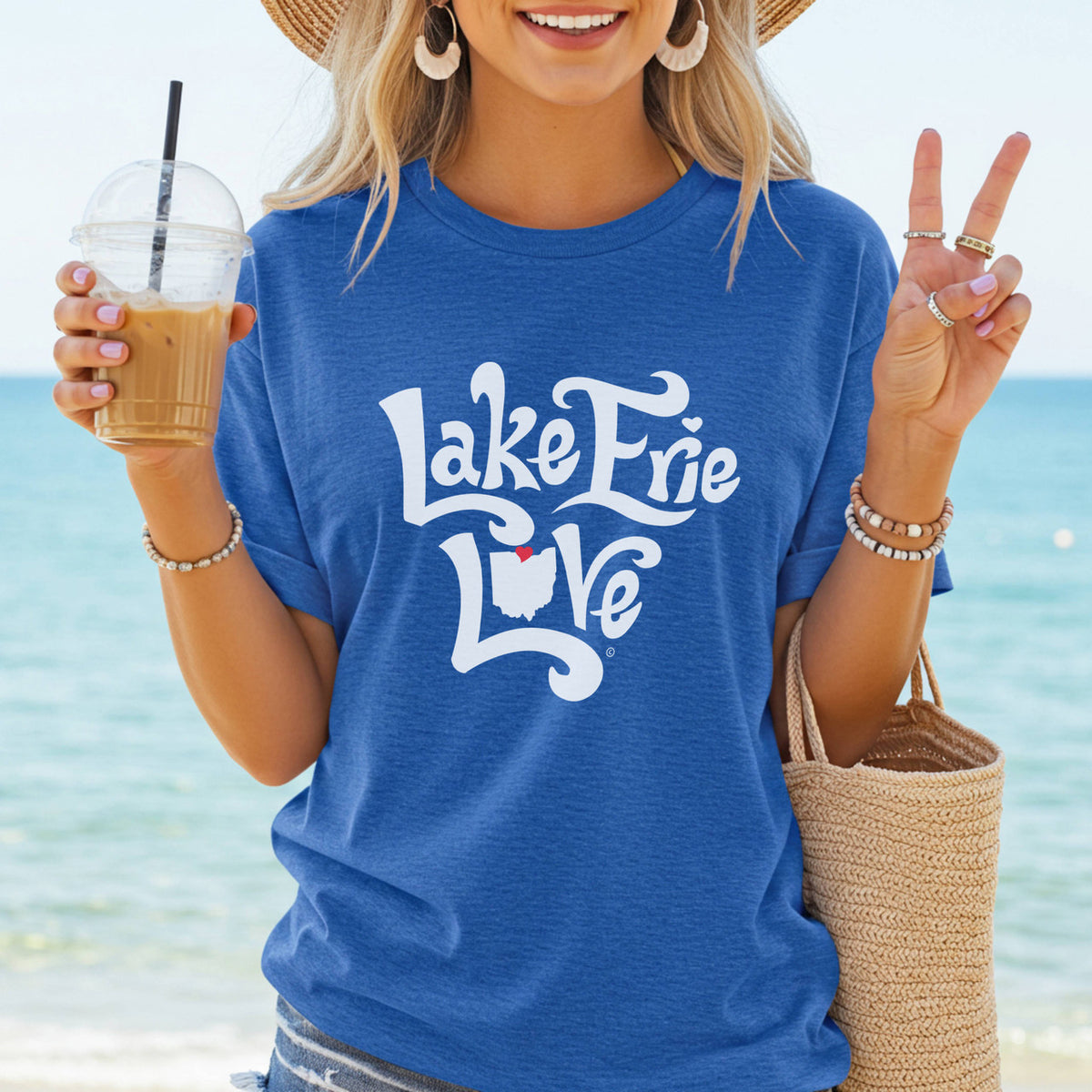Lake Erie Love - Shores and Islands Ohio - Heather True Royal Basic Unisex Adult T-Shirt