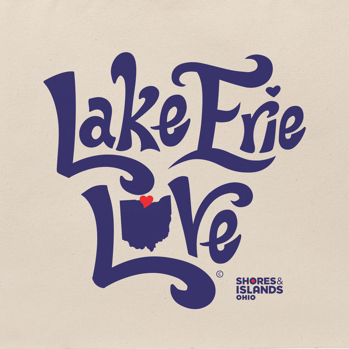 Lake Erie Love - Shores and Islands Ohio - Jumbo Twill Tote