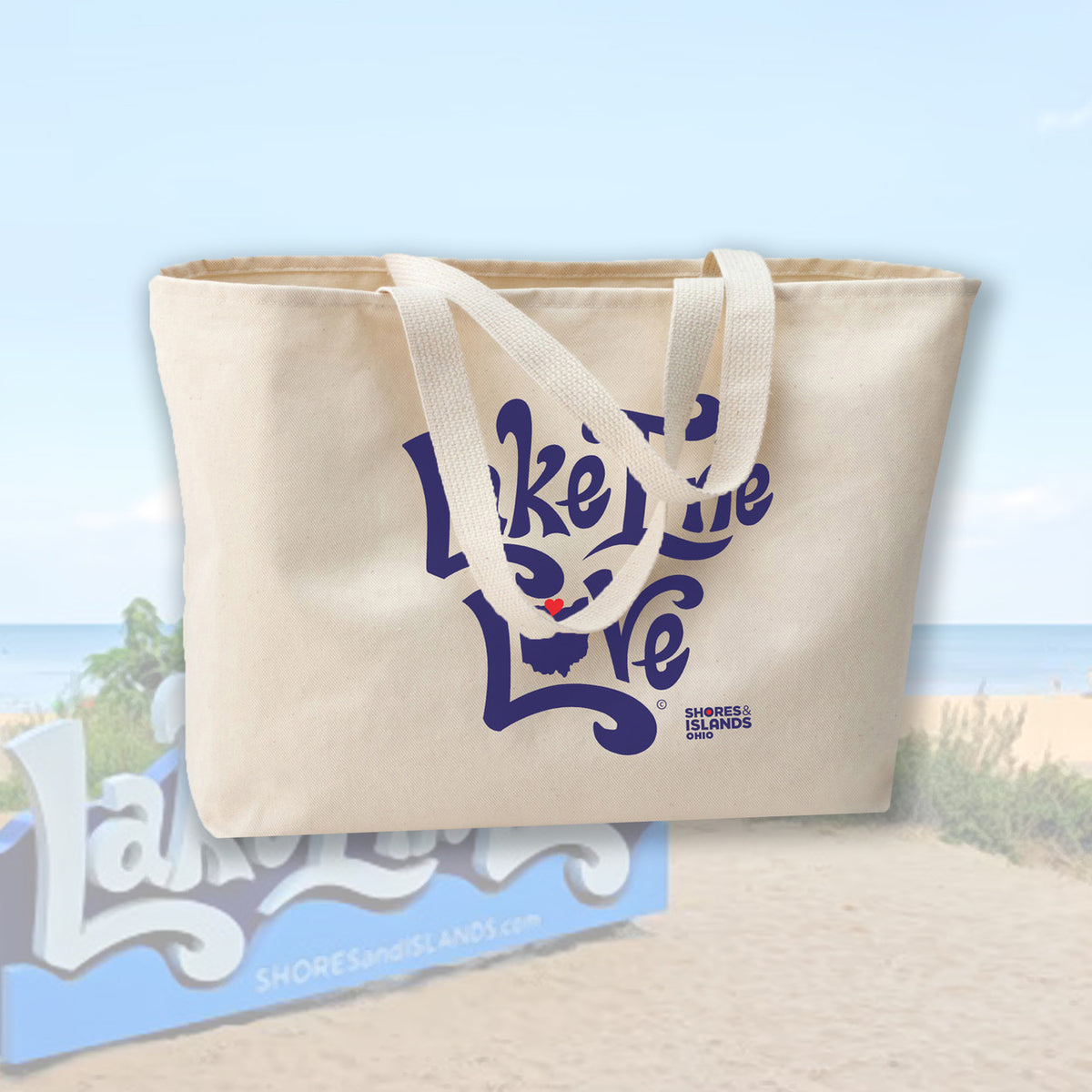 Lake Erie Love - Shores and Islands Ohio - Jumbo Twill Tote