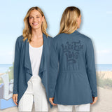Lake Erie Love - Shores and Islands Ohio - Dusk Blue Women’s Breakwater Open Cardigan