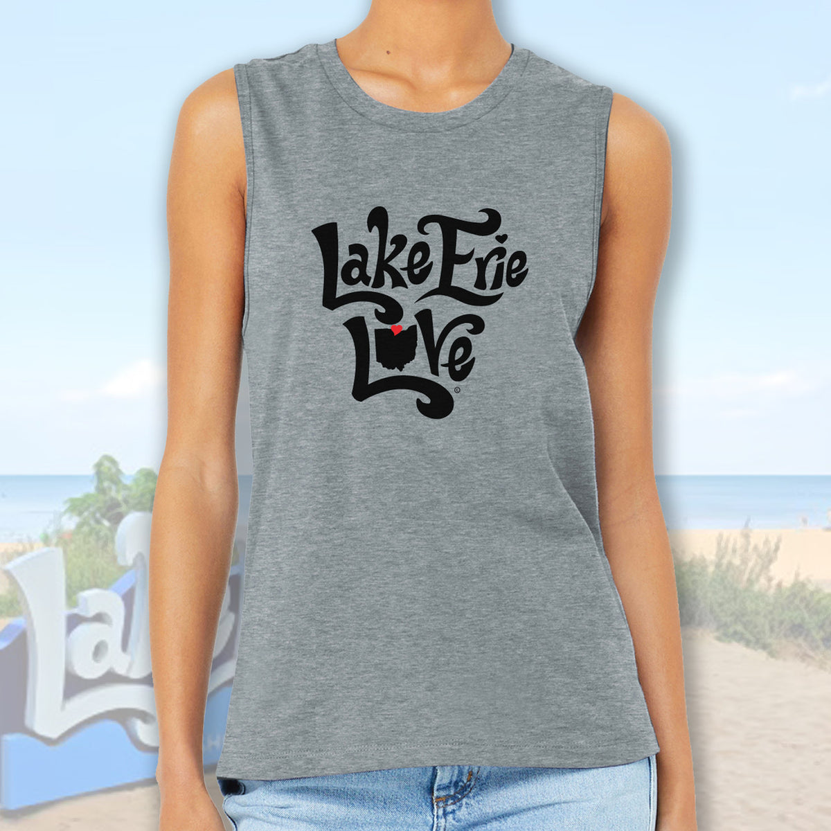 Lake Erie Love - Shores and Islands Ohio - Women’s Jersey Muscle Tank