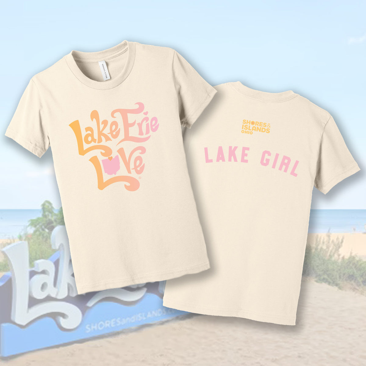Lake Erie Love - Shores and Islands Ohio - Women's Lake Girl Natural T-Shirt