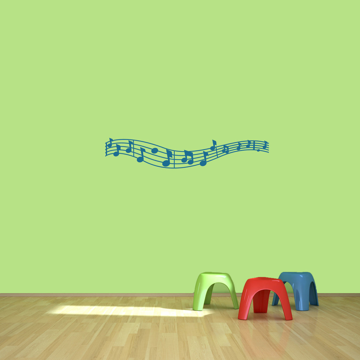 Music Staff and Notes Wall Decal 48" wide x 9" tall Sample Image