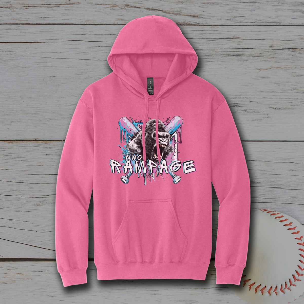NWO Rampage Adult Unisex Gildan® Softstyle® Midweight Pullover Hooded Sweatshirt - Pink Lemonade