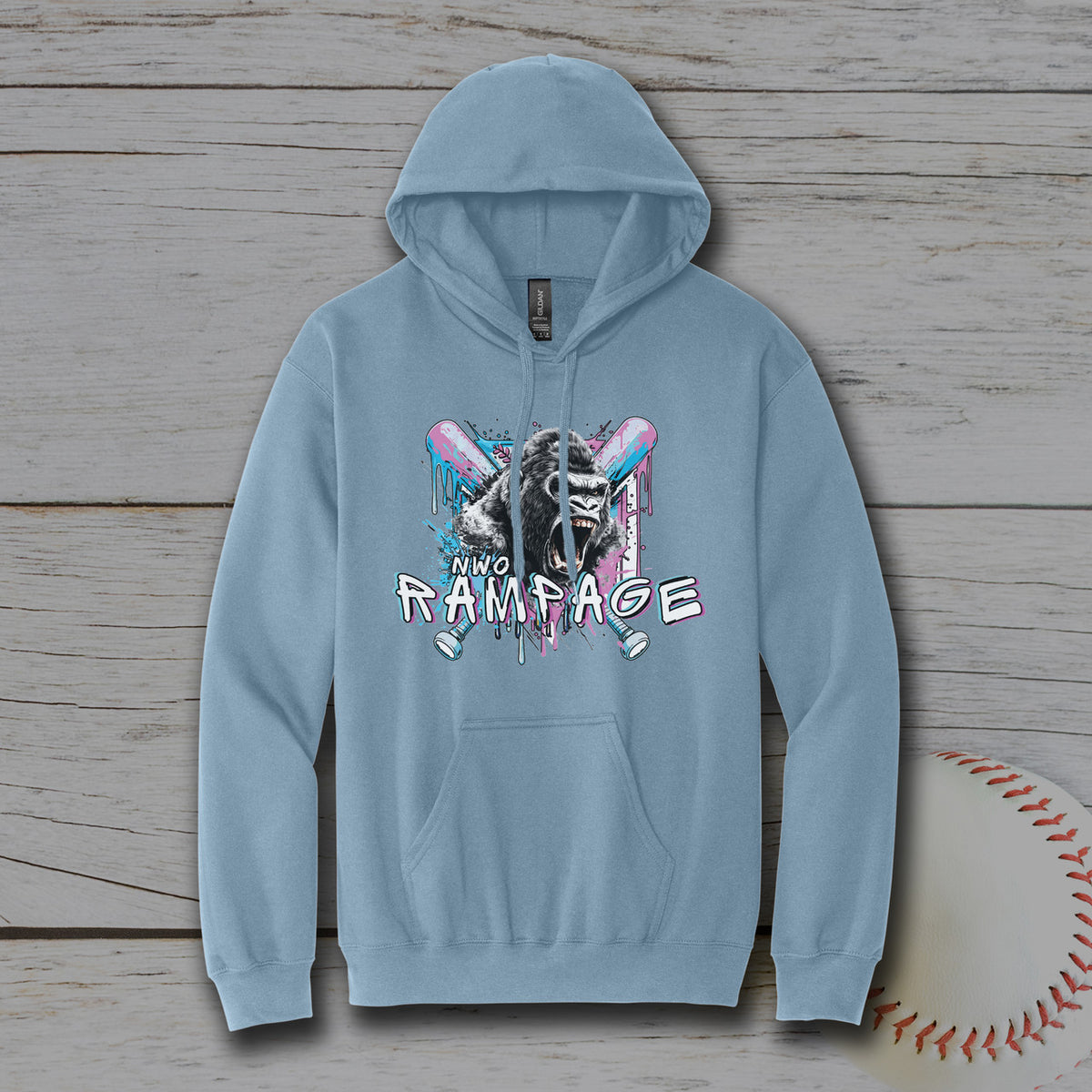 NWO Rampage Adult Unisex Gildan® Softstyle® Midweight Pullover Hooded Sweatshirt - Stone Blue