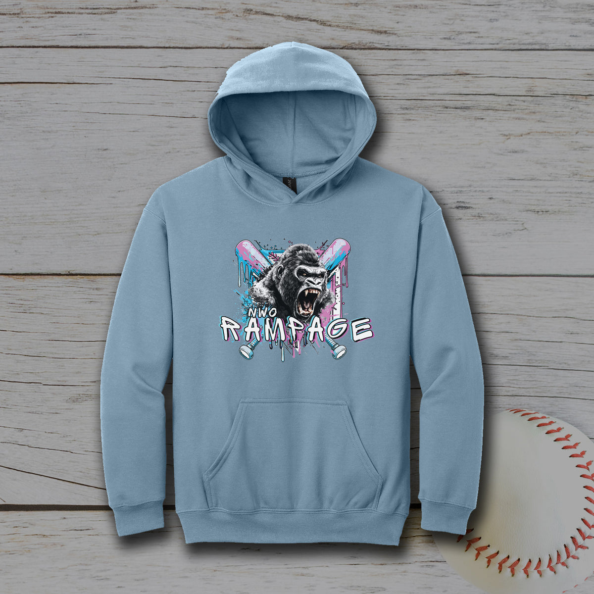 NWO Rampage Youth Unisex Gildan® Softstyle® Midweight Pullover Hooded Sweatshirt - Stone Blue
