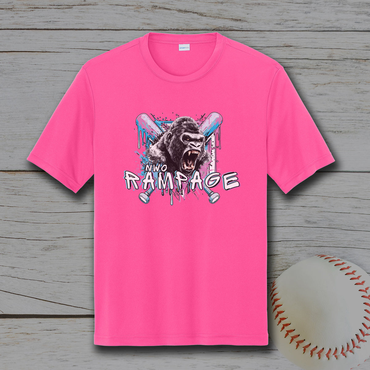 NWO Rampage Youth Unisex Sport-Tek® PosiCharge® Competitor™ Tee - Neon Pink