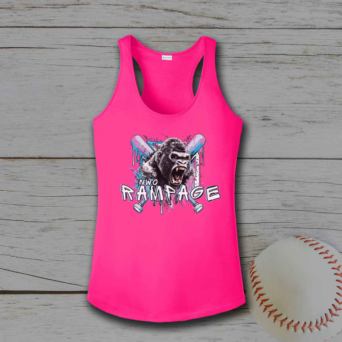 NWO Rampage Sport-Tek® Women's PosiCharge® Competitor™ Racerback Tank - Neon Pink