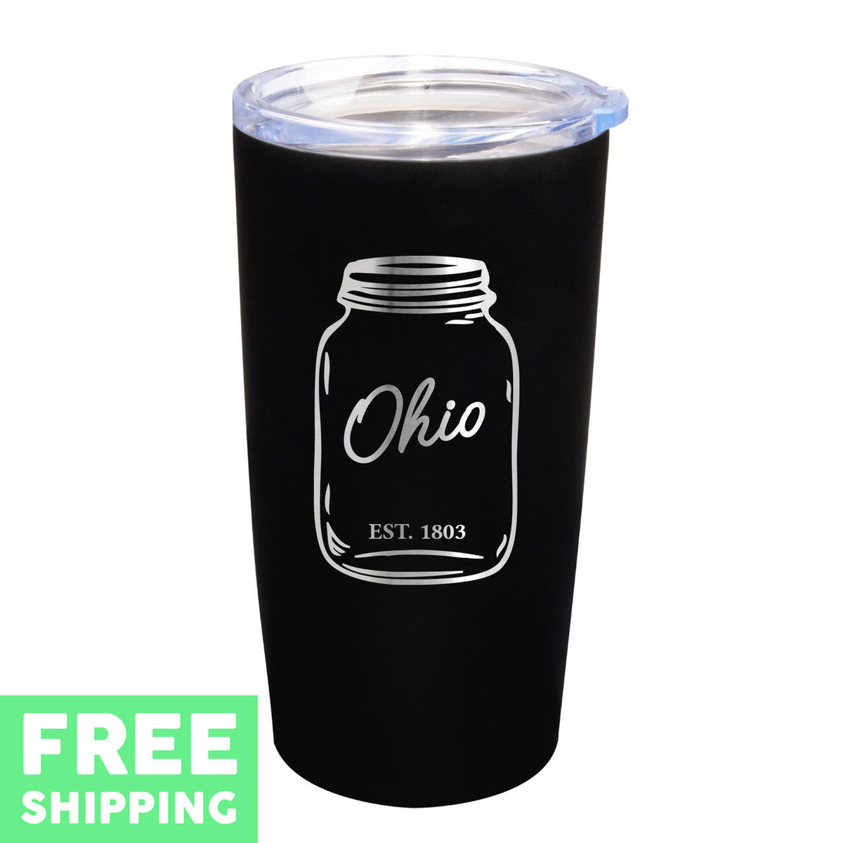 Ohio Mason Jar Engraved 20 oz. Stainless Tumbler