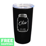 Ohio Mason Jar Engraved 20 oz. Stainless Tumbler