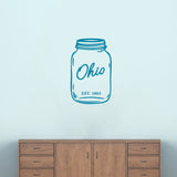 Ohio Mason Jar Wall Decal 15" wide x 24" tall Sample Image