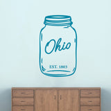Ohio Mason Jar Wall Decal 22" wide x 36" tall Sample Image