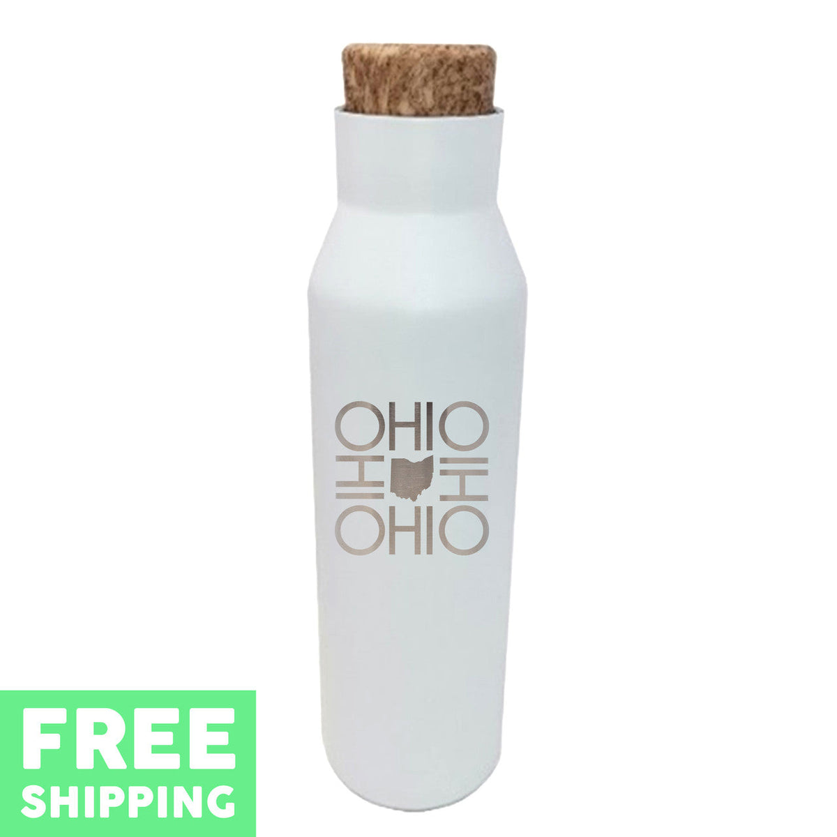 Ohio Ohio Ohio Ohio Engraved 20 oz. Stainless Bottle With Faux Cork Screw Top