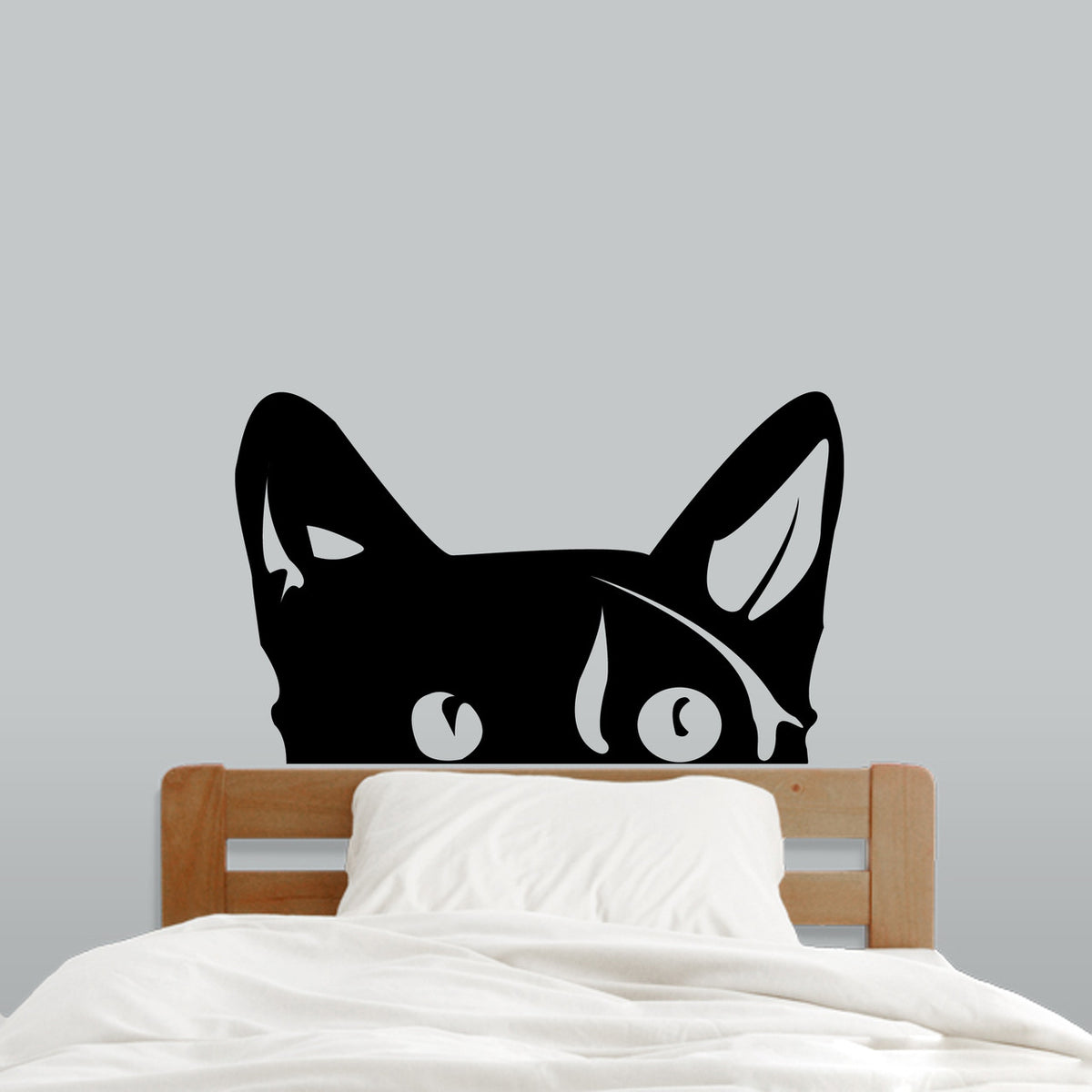Peeping Cat Wall Decal 36" wide x 22" tall Sample Image
