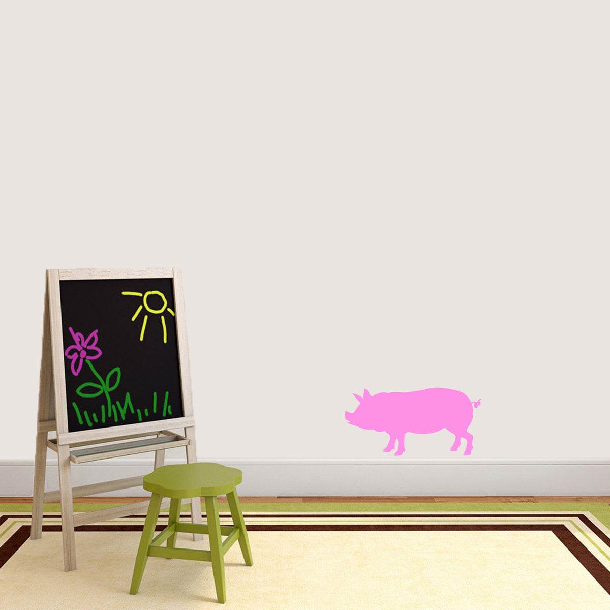Pig Silhouette Wall Decal 18" wide x 9" tall Sample Image