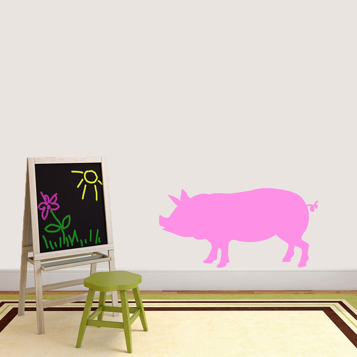 Pig Silhouette Wall Decal 36" wide x 18" tall Sample Image