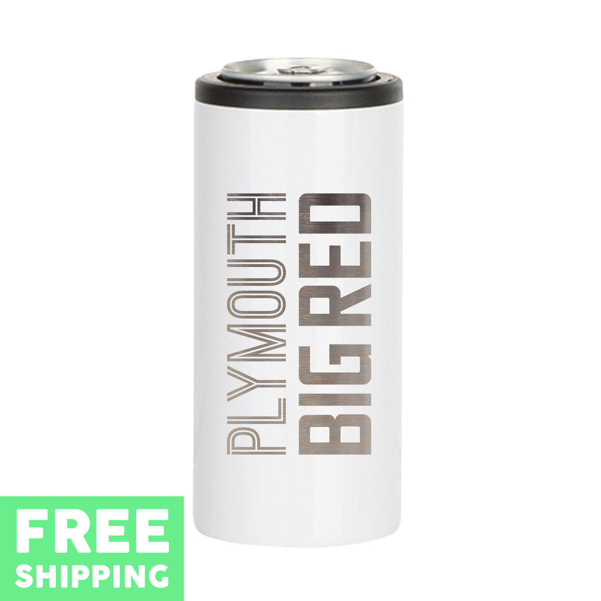 Plymouth Big Red Engraved 12oz. Stainless Steel Skinny Can Cooler