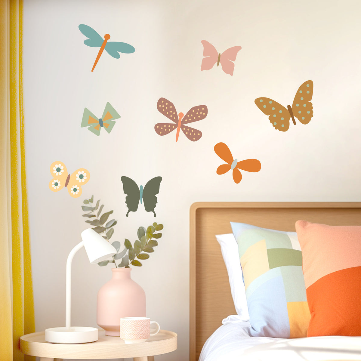 Printed Boho Butterflies Wall Decal Set- Peel - Stick - Remove - Replace