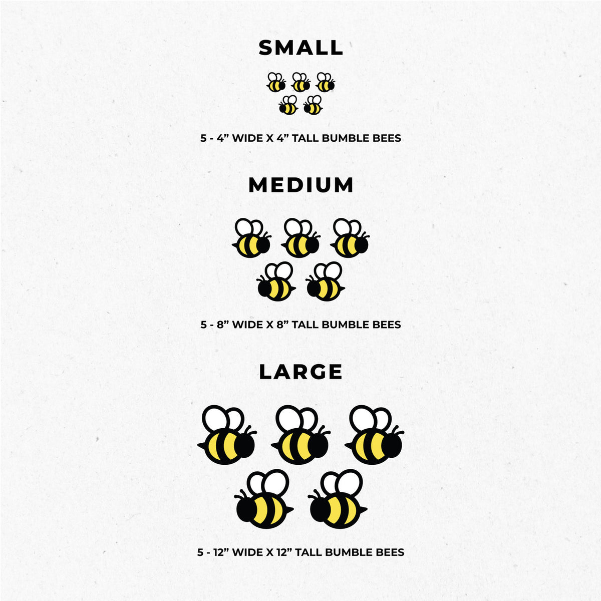 Printed Bumble Bee Wall Decal Set