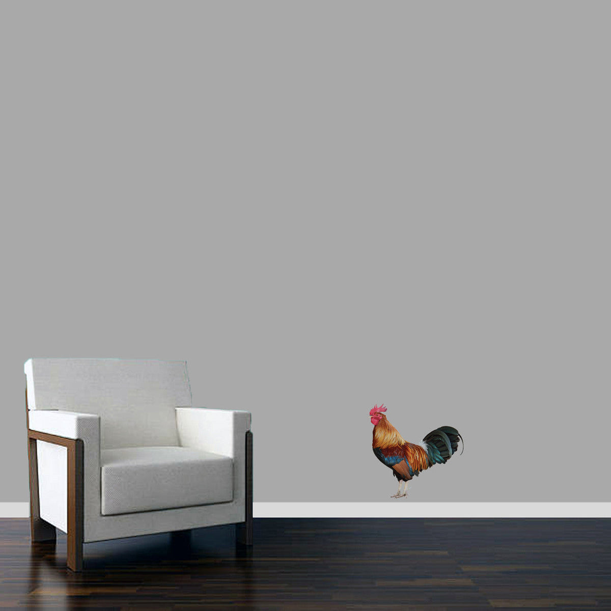 Real Life Rooster Printed Wall Decal 12" wide x 12" tall Sample Image