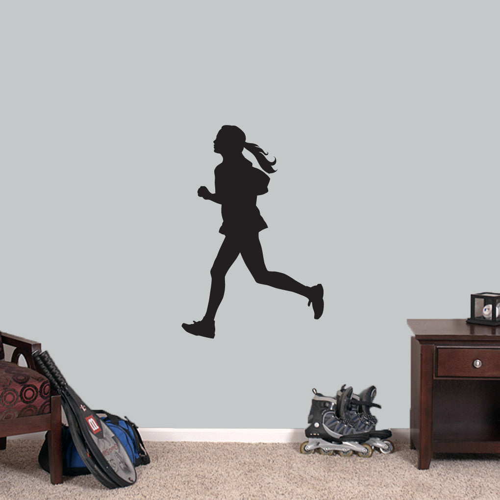 Girl Running Wall Decal 24" wide x 36" tall Sample Image