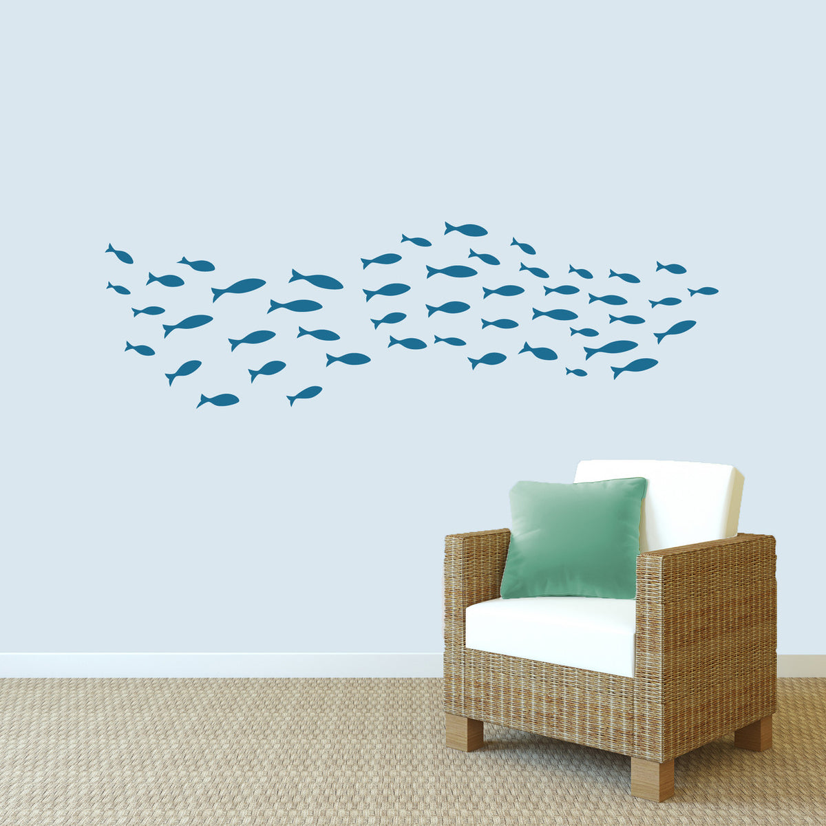 School Of Fish Wall Decal 72" wide x 22" tall Sample Image