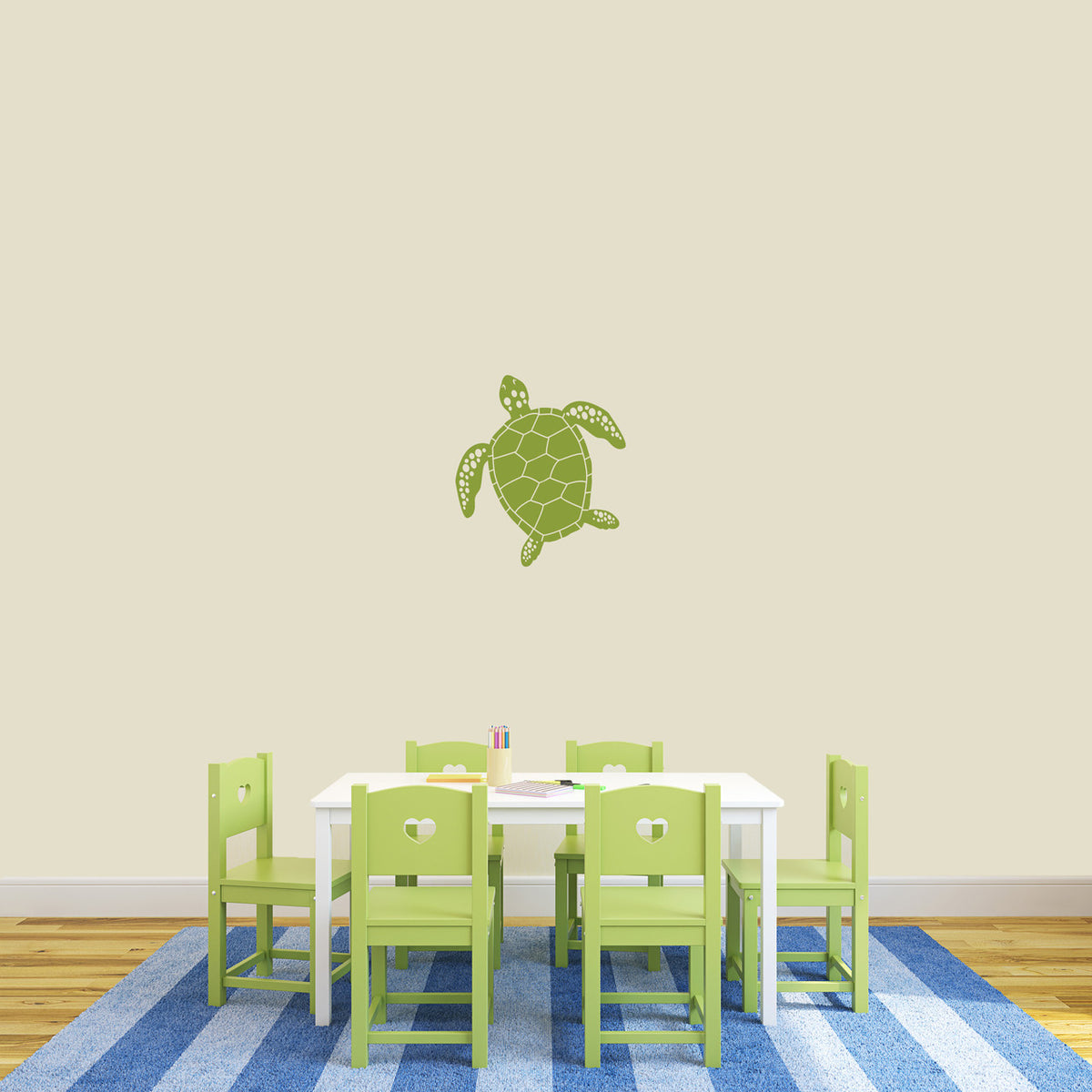 Sea Turtle Silhouette Wall Decal 16" wide x 18" tall Sample Image
