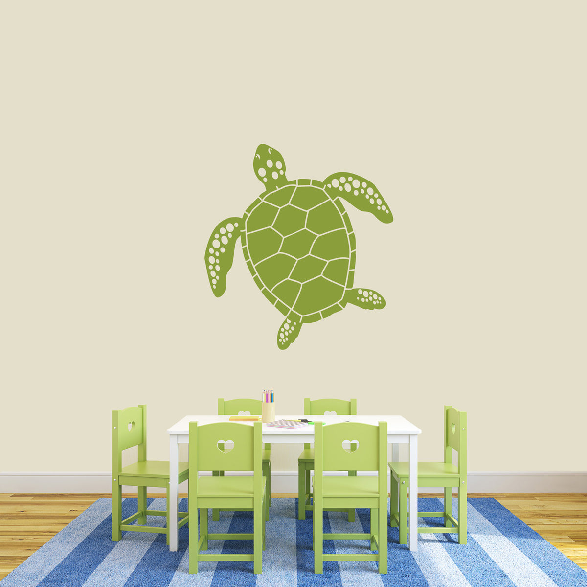 Sea Turtle Silhouette Wall Decal 33" wide x 36" tall Sample Image