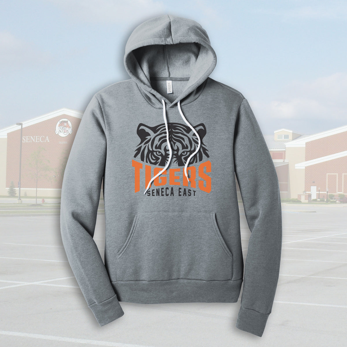 Seneca East Tiger Eyes Athletic Heather Adult Unisex Sponge Fleece Hoodie
