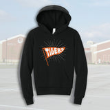 Seneca East Tigers Pennant Flag Black Youth Unisex Sponge Fleece Hoodie
