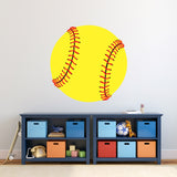 Softball Printed Wall Decal 30" wide x 30" tall Sample Image
