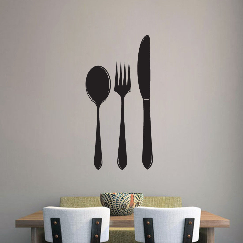 Spoon Fork Knife Wall Decals 15" wide x 30" tall Sample Image