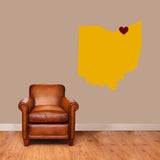 Custom State Silhouette With Heart Wall Decals Stickers