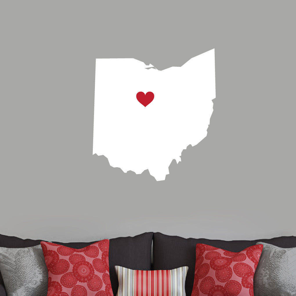 Custom State Silhouette With Heart Wall Decals Stickers