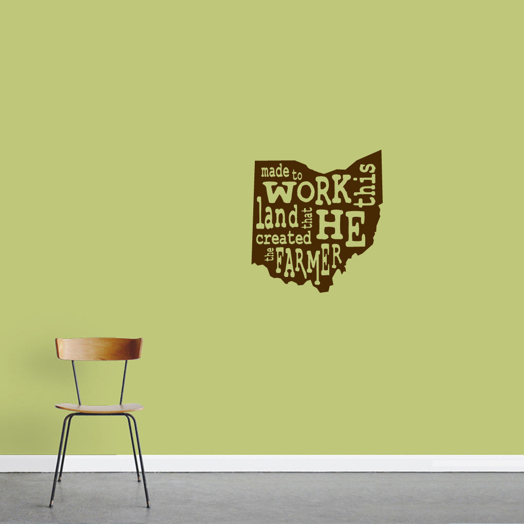 The Farmer Ohio Wall Decal 16.5" wide x 18" tall Sample Image