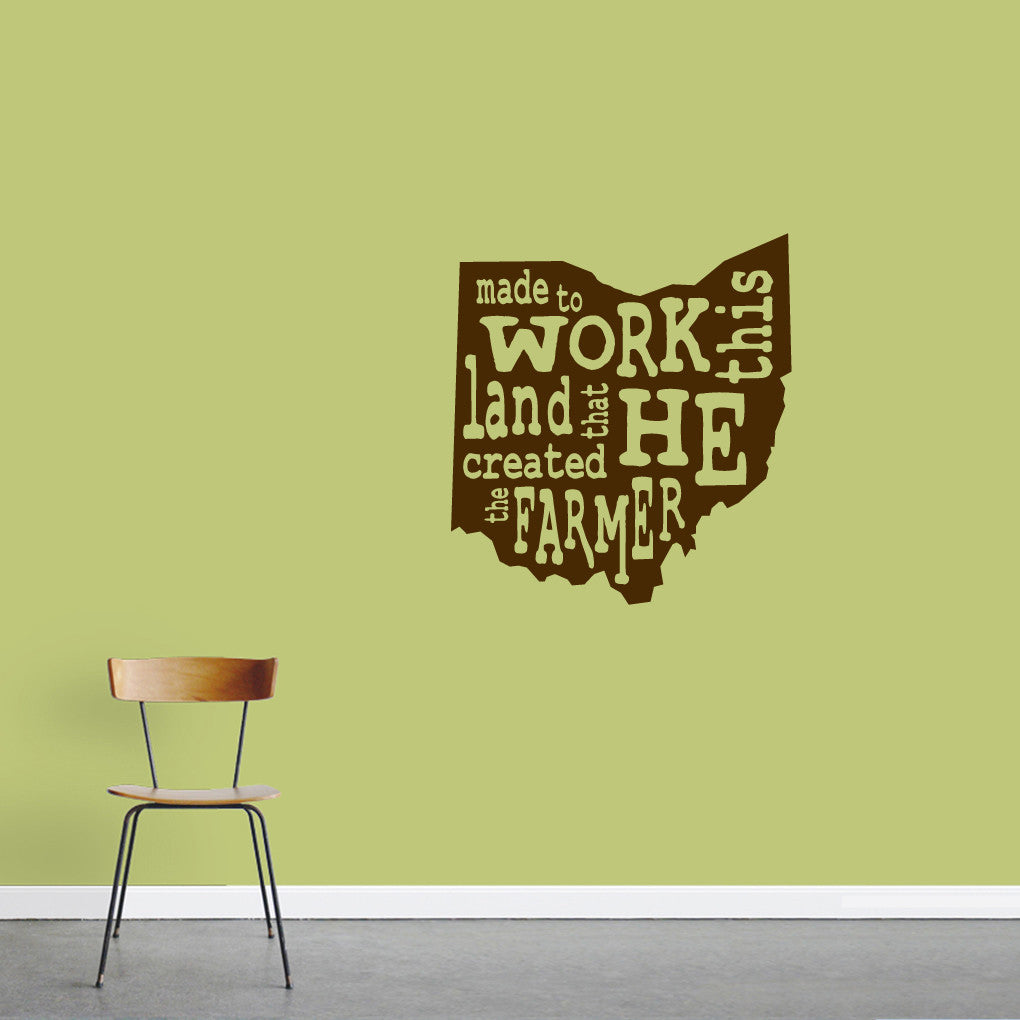 The Farmer Ohio Wall Decal 22" wide x 24" tall Sample Image