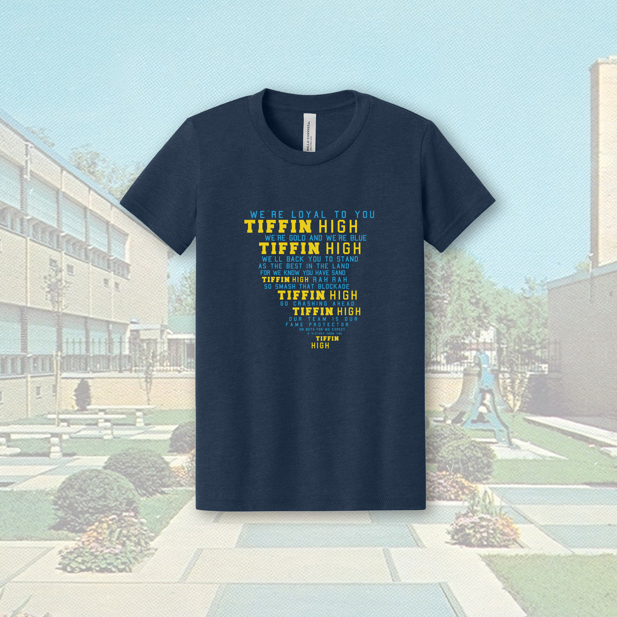 Tiffin Columbian Fight Song Heather Navy Youth Unisex T-Shirt
